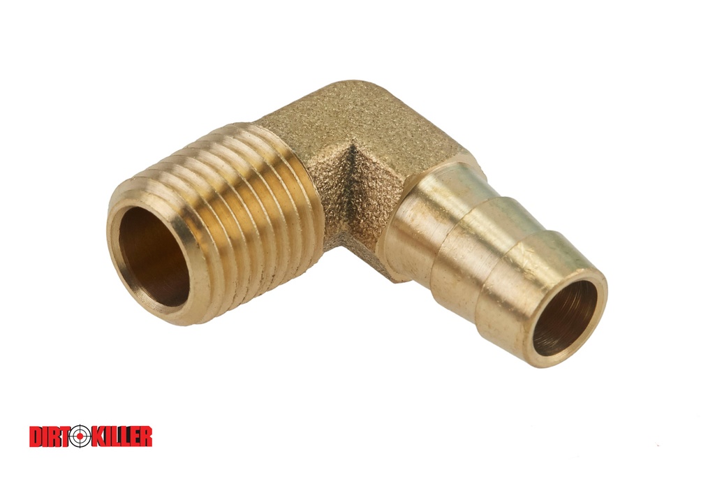  Brass Hose Barb Elbow Adapter 1/4" MNPT x 3/8" Barb