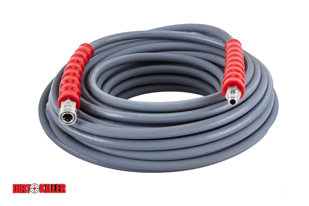 [9800501]  100’ Grey Non-marking Single Wire High Pressure Hose Assembly With 3/8” Stainless Steel Quick Disconnects Installed